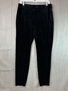Chicos Pants Womens Size 2 Black Straight Pull On Stretch Velvet Cotton